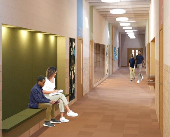 Walsh Academy Hallway Rendering